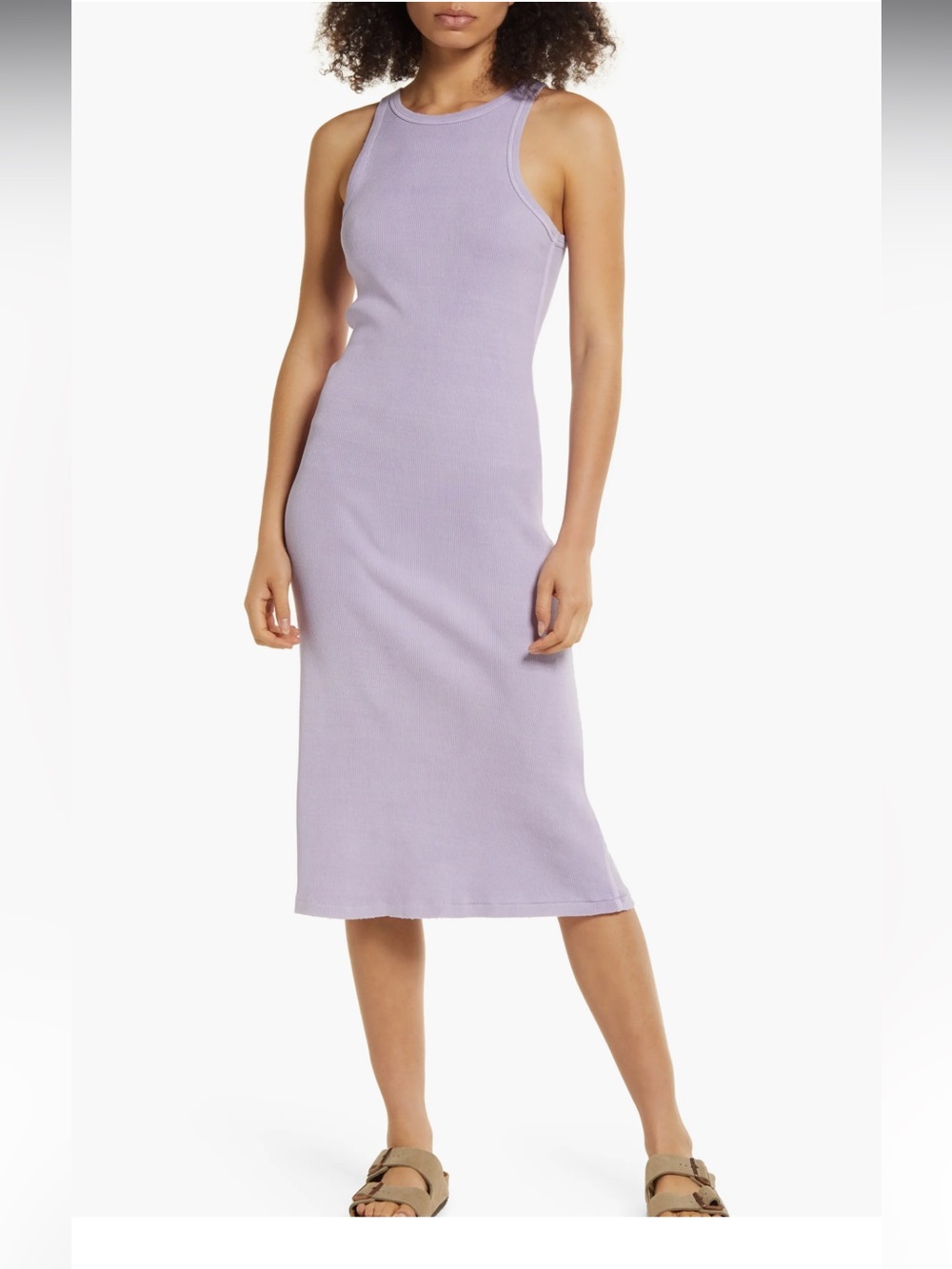 AMO Lilac Ribbed Tank Midi Dress